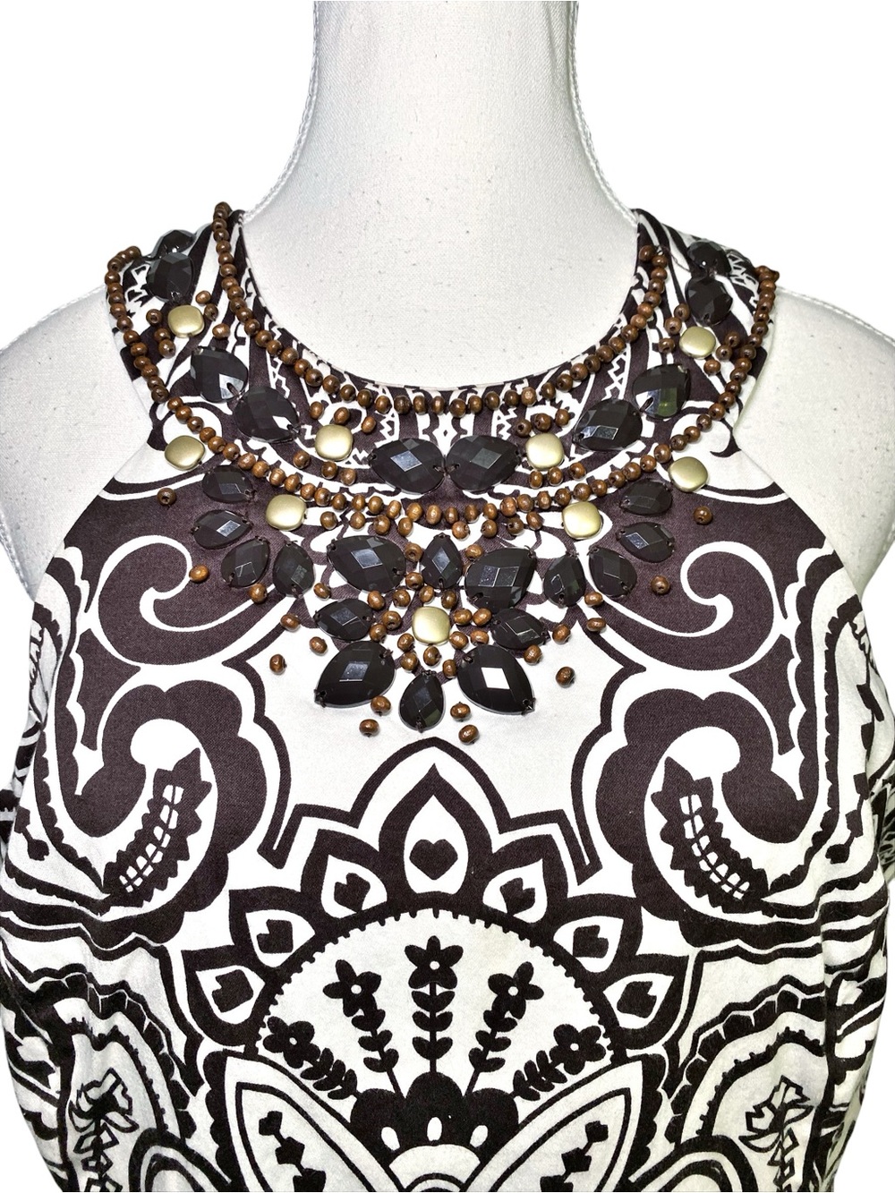 INC International Concepts Boho Beaded Halter Paisley Shift Dress - Picture 4 of 16